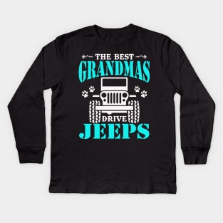 the best grandmas drive jeeps cute dog paws mother's day gift Kids Long Sleeve T-Shirt